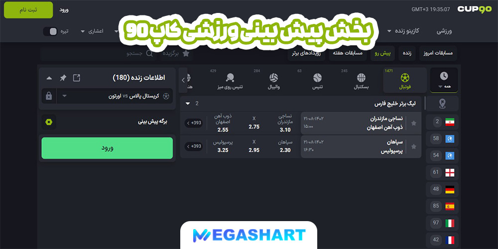 بخش پیش بینی ورزشی کاپ 90