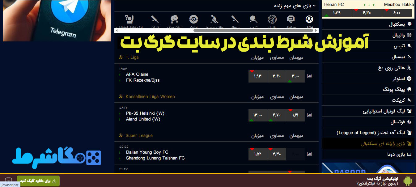 آموزش شرط بندی در سایت گرگ بت