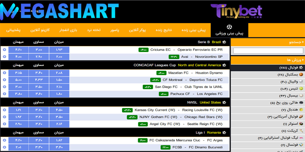 پیش بینی ورزشی سایت تاینی بت Tinybet
