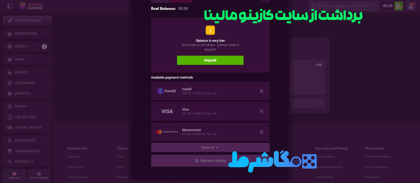 برداشت از سایت کازینو مالینا